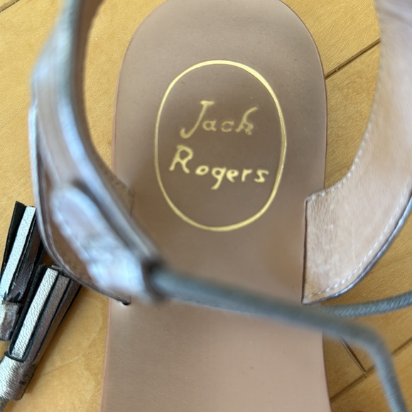 Jack Rogers Tate Raffia Silver Gray Wrap Tie-Up Sandals 7.5 - Picture 4 of 6